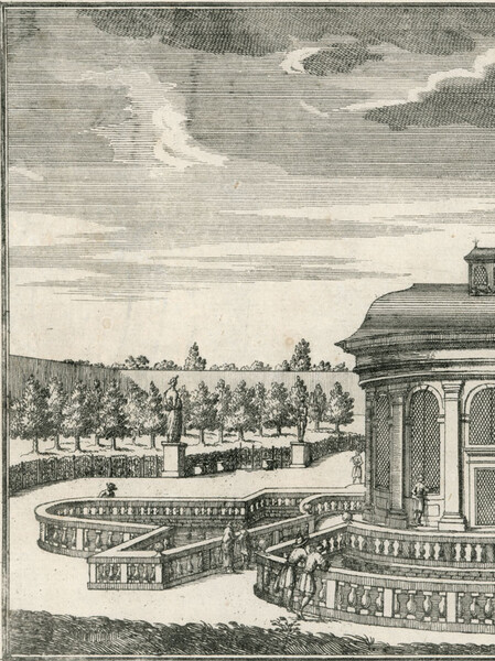Ptáčnice v Květné zahradě, Kroměříž, Justus van den Nypoort, 1691, rytina, Arcibiskupství olomoucké – Arcidiecézní muzeum Kroměříž Ptáčnice v Květné zahradě, Kroměříž, Justus van den Nypoort, 1691, rytina, Arcibiskupství olomoucké – Arcidiecézní muzeum Kroměříž